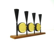 ATEMBERAUBENDER MID CENTURY GLAS & METALL KERZENLEUCHTER KERZENSTÄNDER G.ANDER FÜR YSTAD