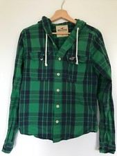 HOLLISTER-Kapuzenhemd-grün/blau-S-WIE NEU