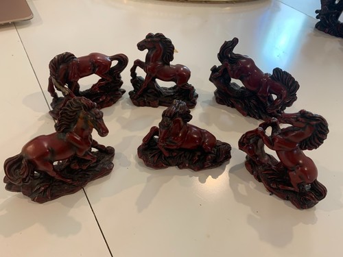 6er set deko resin - set, pferde