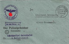 DR Orts-Brief GOTENHAFEN "Schutzpolizei" FREI DURCH ABLÖSUNG 1944 R!