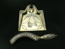 SELTEN * TISCH-KEHRSET Kehrblech METALL + Krümelbesen * JUGENDSTIL? 1910?/ukX41