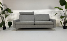 COR Conseta Designer Sofa Couch Grau 2,5 Sitzer Stoff grau Garnitur + Kopfstütze