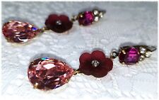 Vintage Ohrringe Swarovski Gablonz Tropfen Blumen Pink Rosa CatBalouJewelry