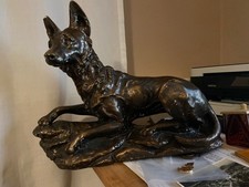 große alte Schäferhund Hund Skulptur Plastik Gipsguss o.ä. um 1900?