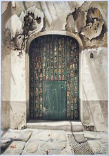 Gemälde Tempera Tür Mit