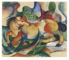 Springendes Pferd von Franz Marc Aquarell Poster Kunstdruck Werbung 1110