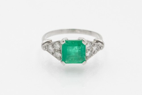 Platinring mit smaragd und - mit,
