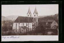 Murrhardt, Blick auf die Kirche, Ansichtskarte 1907 