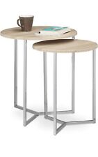 Tisch 2er Set rund, Chromgestell, Natur