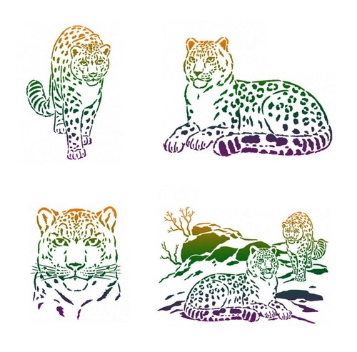 Schablone leopard tiere - leopard,