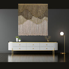 Großer Makramee Wandbehang Wandteppich Wellen Motiv 150c x 140cm Garn Baumwolle