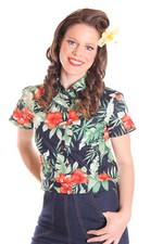 SugarShock Pali 50s Rockabilly Hawaii Hemd Flower Bluse