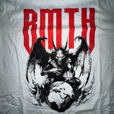 Bring Me the Horizon White Band T-Shirt (XL) Demon Over Earth UK Metalcore