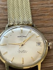 Bergana Armbanduhr Datum  Incabloc 21 Rubis Fernsehlotterie Handaufzug Läuft