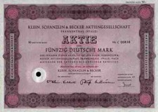 KSB Klein Schanzlin Becker 1967 Frankenthal Pegnitz Nürnberg 50 DM Stammaktie