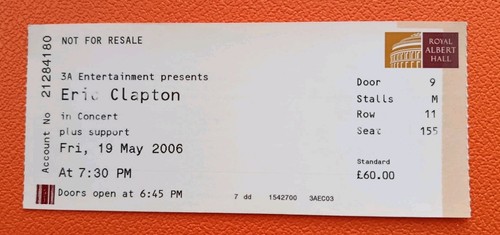 Eric clapton vintage ticket - eric,