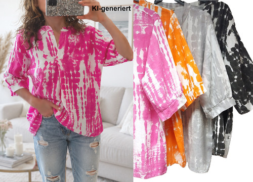 Damen bluse tunika leinen - bluse,