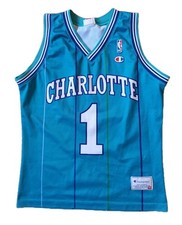 Muggsy Bogues Vintage 90s Charlotte Hornets NBA Trikot Jersey türkis RARE Sz. M