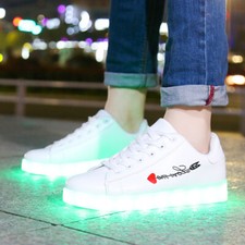 LED Leuchtende USB Aufladen Leuchtschuhe Sneaker Turnschuhe Liebe Blinkschuhe