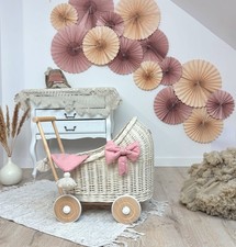 Puppenwagen Korbgeflecht Ecru