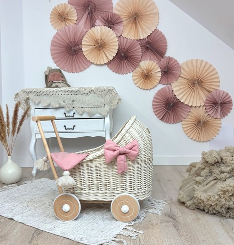 Puppenwagen korbgeflecht ecru - puppenwagen,