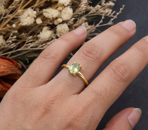 Peridot oval edelstein ring - oval,