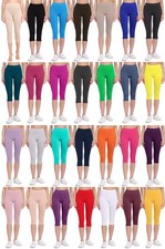 Bellivalini Damen Capri Leggings Hose Elastischer Bund 3/4 Kurz Viskose XS-4XL