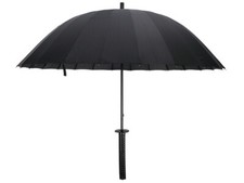 Regenschirm im Katana Design | Asiatischer Rundspeichen Schirm | Schwarz
