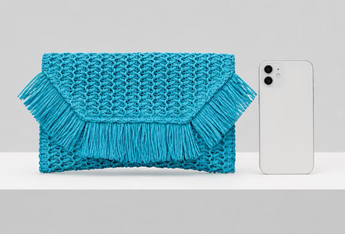 Türkis bast clutch mit - türkis,