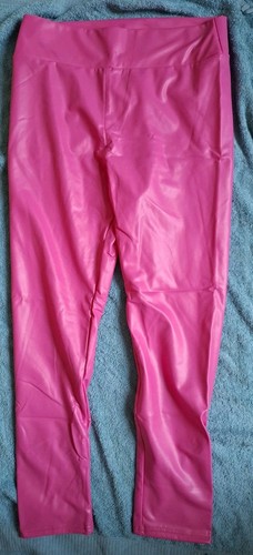 Pinke kunstleder leggings - pinke,