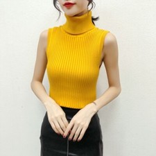 Damen Strick Weste Rollkragen