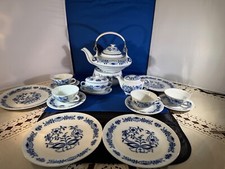 Gerold, Teeservice Zwiebelmuster mit Stövchen, blau weiß