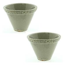 Topf Keramik creme/grau glasiert Harztopf Ø15cm H11cm Blumentopf Tontopf 2 Stück