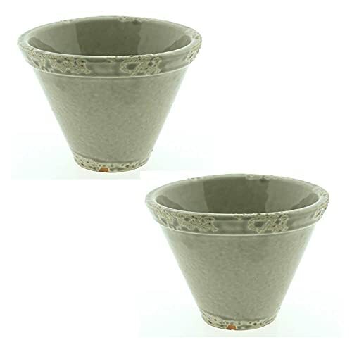 Topf keramik creme grau - topf,