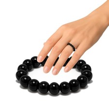 PURAJA Elastischer Edelsteinring |  Echter Naturstein: Turmalin | Antistressring