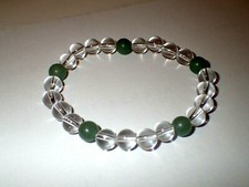 Armband dehnbar, mit Jade und Glas-Kugeln