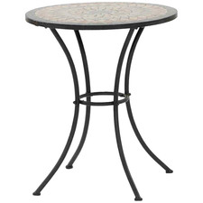 Siena Prato Bistrotisch Tisch Esstisch rund Keramik Mosaikoptik schwarz 60x71 cm