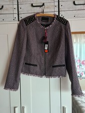 Neu Etikett Melrose Jacke Damen Tartan Gr. 40 kariert Karo lila Nieten Blazer