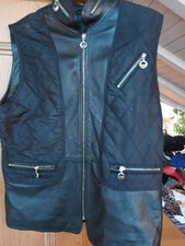 Damen-Leder Weste Fb Schwarz