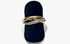 585/- 14kt Gold Ring, Tricolor, simulierter Diamanten, Gr. 56, Damen.