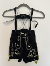 NEU!!! Kurze Trachtenlederhose Kinder Gr. 98, schwarz, tolle grüne Stickerei