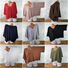 ♥️ Italy Kurzer Strick Oversize Poncho Überwurf Kuscheliger Pullover bis Gr. 44