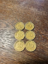 6 mal 10 Pfennig 1950 (J, J, J, J, D,G), Bundesrepublik Deutschland