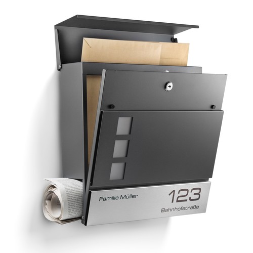 Moderner briefkasten anthrazit - briefkasten,