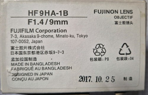 Fujinon hf9ha 9mm 1 4 - hf9ha-1b, f/1.4