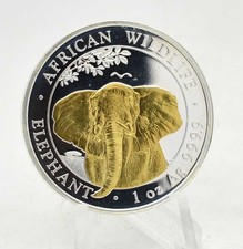 1 OZ Silber African Wildlife Elefant Somalia 2021 gilded Lagerräumung