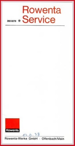 Rowenta serviceheft - -,
