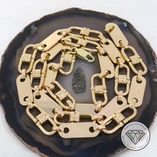 Wert 11.000,- Großartige Steigbügel Plättchen Kette 585 / 14 Kt Gold 64 cm xxyy
