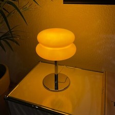 Space Age Tischlampe | 70er Retro Pilzlampe Vintage Stil | Glas & Chrom