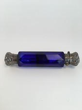 Antiker viktorianischer Duftflakon Vinaigrette Parfümflakon Doppel Flakon kobalt